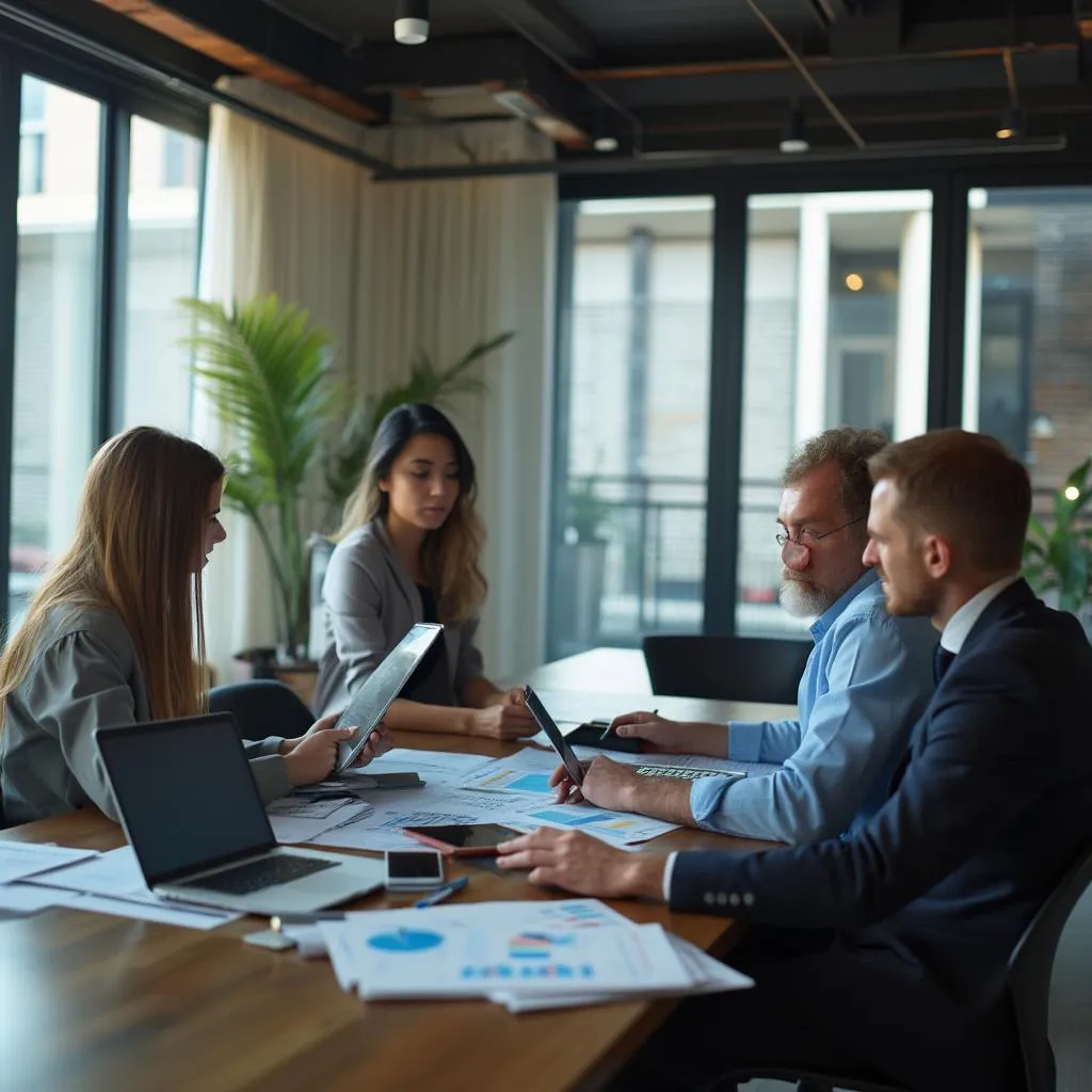 Investment team analyzing portfolio risks